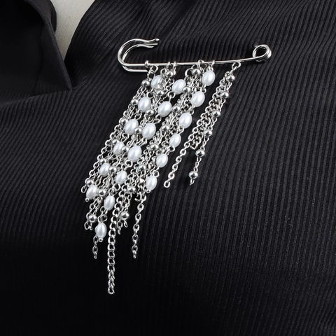 Broche Gland Multi-couches pour Femmes Alliage Perle Artificielle Épingle à Nourrice Ajusteur de Taille Bijoux Mode