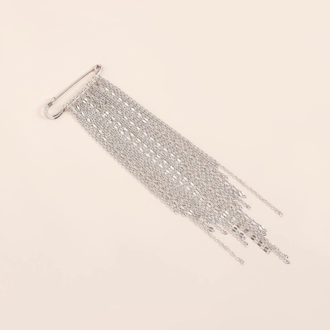 Spilla da Balia Lunga con Nappa in Lega di Moda per Donna Spilla da Risvolto in Catena di Metallo di Lusso Gioielli Argento