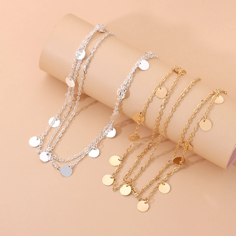 Cadena De Pelo Bohemia De Varias Capas Con Lentejuelas Para Mujer Tocado De Borla De Aleación Oro Plata Joyería Para Fiesta