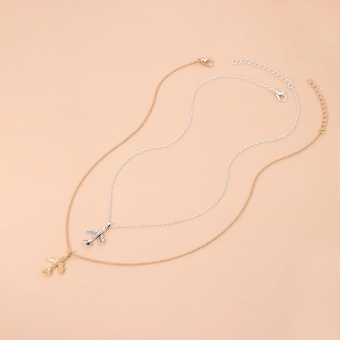 Collar de Pendiente de Avión de Aleación Creativa Galvanizado Joyería de Viaje Minimalista Regalo para Hombres Mujeres