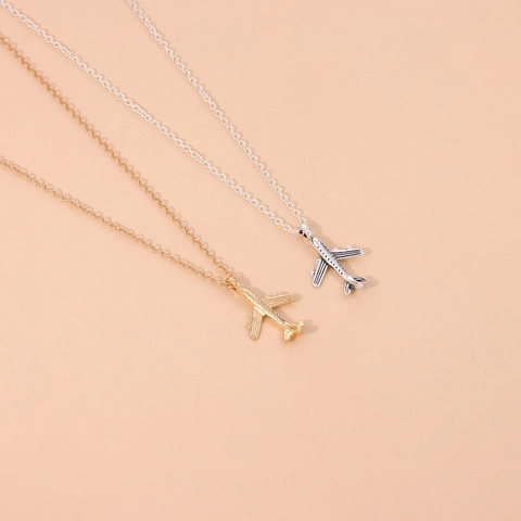 Collar de Pendiente de Avión de Aleación Creativa Galvanizado Joyería de Viaje Minimalista Regalo para Hombres Mujeres