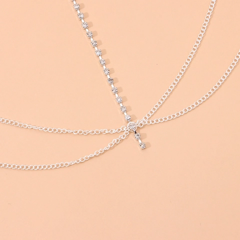 Bohemian Legierung Strass Mehrlagige Kopfkette Schmuck Gold Silber Geometrische Haare Band Kopfschmuck Für Damen Hochzeit Party