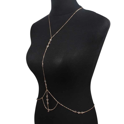 Catena per il Corpo Minimalista in Lega con Strass Placcata Oro Argento Catena in Vita per Donna Gioielli Sexy da Spiaggia