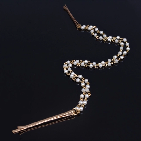Fermagli per Capelli in Lega con Catena di Künstliche Perle Sintetiche Minimalista Oro Argento Placcato Gioielli per Donna Matrimonio