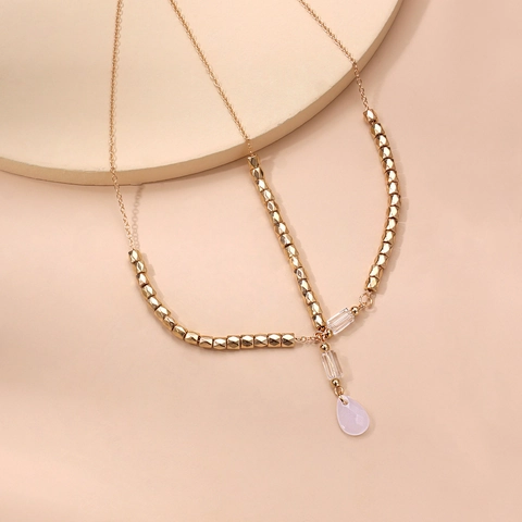 Bohemisch Gold Silber Metall Gliederkette Kopfschmuck Mit Wassertropfen-Anhänger Kopfkette Haarschmuck Für Damen Party