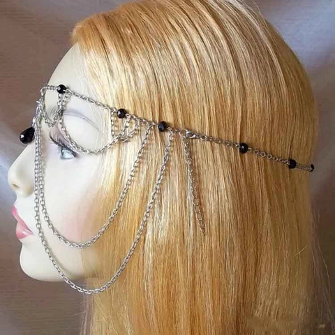 Catena per Capelli a Più Strati in Lega con Stella Pentacolo in Stile Gotico Boemo per Donna Oro Argento Strass Collana Lunga
