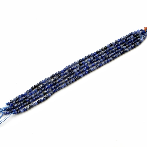 Natural Sodalite Faceted Round Loose Beads Strand Blue White Mineral Stone Beads For DIY Jewelry Making Crafts