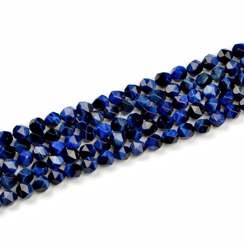 Perline in Pietra Naturale Occhio di Tigre Blu a Forma di Stella Sfaccettata Taglio a Diamante Stringa per Creazione Gioielli DIY