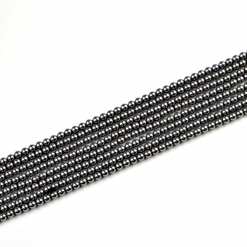 4mm Terahertz Round Beads Polished Natural Stone Loose Beads Metallic Gray DIY Jewelry Making Supplies Accessories