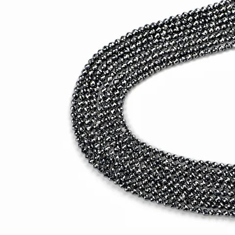 Natural Stone Faceted Round Terahertz Beads Loose Strand For DIY Jewelry Making Bracelet Necklace Crafting Supplies
