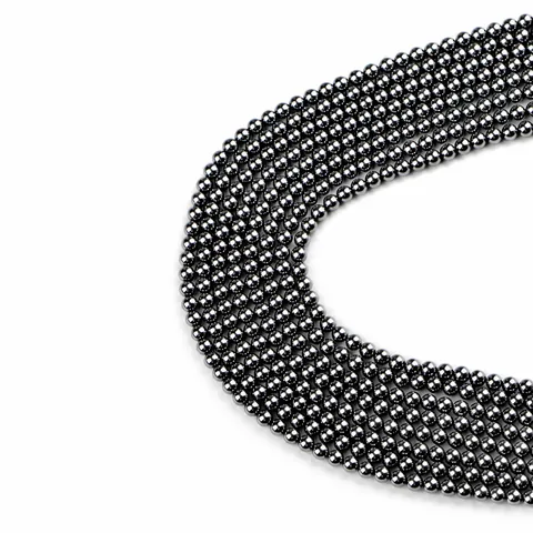 4mm Terahertz Round Beads Polished Natural Stone Loose Beads Metallic Gray DIY Jewelry Making Supplies Accessories