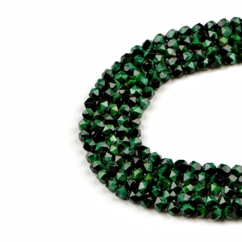 Natural Green Tiger Eye Stone Faceted Star Shaped Loose Beads For DIY Jewelry Making Necklace Bracelet Crafting