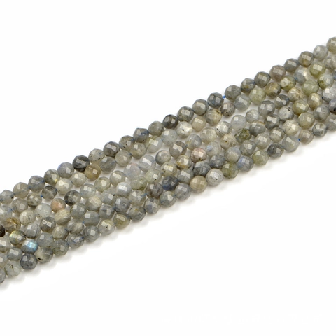 Natural Labradorite Faceted Round Beads Grey Flash Stone Loose Beads For DIY Jewelry Making Bracelet Necklace Craft Projects