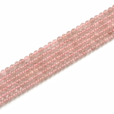 Natural Strawberry Quartz Round Loose Beads Pink Crystal Spacer Stone Beads For DIY Jewelry Making Accessories