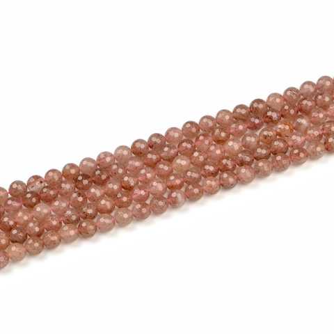 Faceted Strawberry Quartz Round Beads For Jewelry Making DIY Natural Stone Bead Strand Elegant Pink Jewelry Findings