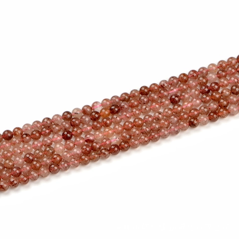 Natural Strawberry Quartz Round Beads Red Crystal Loose Beads For DIY Jewelry Making Necklaces Bracelets Engagement Party Decor