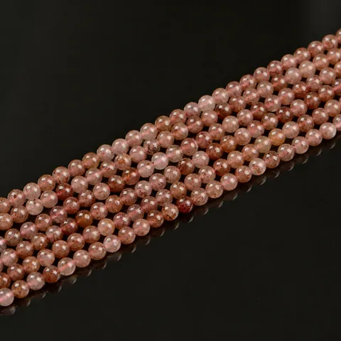 Natural Strawberry Quartz Round Beads Red Crystal Loose Beads For DIY Jewelry Making Necklaces Bracelets Engagement Party Decor