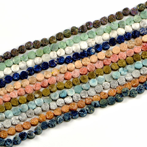 Natuurlijke Druzy Agaat Kwarts Losse Kralen Ronde Gepolijste Kristallen Bloem Steen Kralen Voor Sieraden Maken DIY