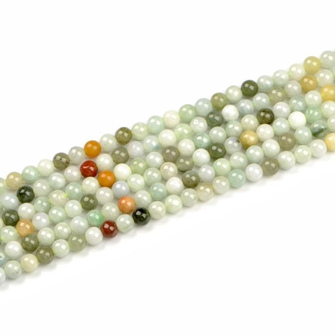 Natural Multi-color Jadeite Round Beads Loose Gemstone Strand For DIY Jewelry Making Bracelet Necklace Accessories