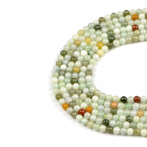 Natural Multi-color Jadeite Round Beads Loose Gemstone Strand For DIY Jewelry Making Bracelet Necklace Accessories