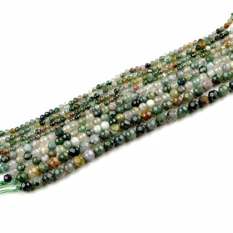 Natuurlijke Indiase Agaat Gefacetteerde Ronde Kralen Edelsteen Losse Kralen Voor DIY Sieraden Maken Ketting Armband Veelkleurig 20cm