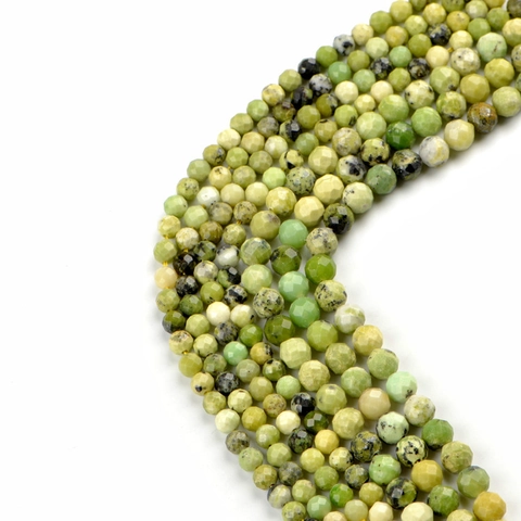 Faceted Round Green Australian Jade Beads Natural Stone Loose Spacer Beads For DIY Jewelry Making Necklaces Bracelets