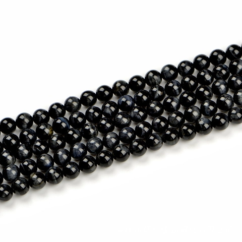 Natural Black Blue Tiger Eye Stone Round Loose Beads Silky Luster Cat Eye Beads For DIY Jewelry Making Bracelet Necklace
