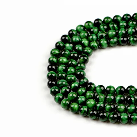 Natural Green Tiger Eye Round Beads For Jewelry Making DIY Bracelet Necklace Handcraft Stone Polished Loose Beads Strand
