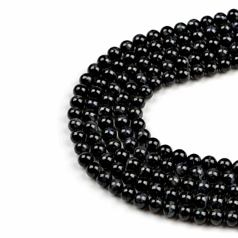 Natural Black Blue Tiger Eye Stone Round Loose Beads Silky Luster Cat Eye Beads For DIY Jewelry Making Bracelet Necklace