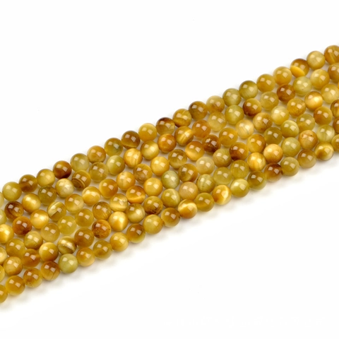 Natural Gold Tiger Eye 6mm Round Beads Polished Loose Stone Beads For DIY Jewelry Making Bracelet Necklace Material