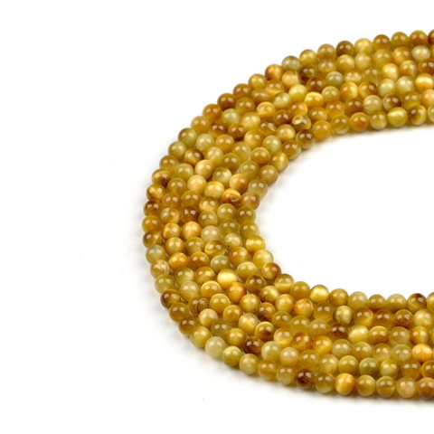 Natural Gold Tiger Eye 6mm Round Beads Polished Loose Stone Beads For DIY Jewelry Making Bracelet Necklace Material
