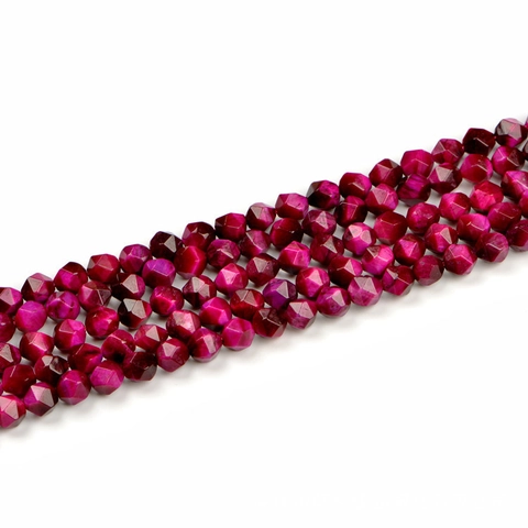 Perline in Pietra Occhio di Tigre Naturale Fucsia a Forma di Stella Taglio Diamante Sfaccettate per Creazione Gioielli Fai da Te Donna