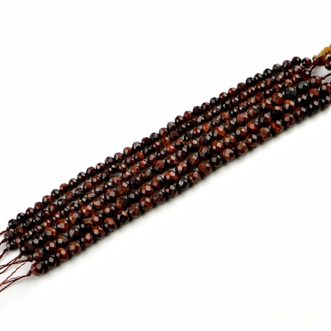 Natural Red Tiger Eye Stone Faceted Round Beads For Jewelry Making DIY Bracelets Handmade Natural Stone Accessories