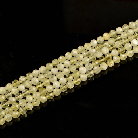 Natural Yellow Citrine Faceted Round Loose Beads For DIY Jewelry Making Polished Yellow Crystal Stone Strand Handmade Material