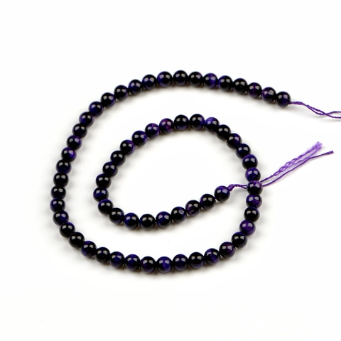 Natural Purple Tiger Eye Stone Polished Round Beads For DIY Jewelry Making Necklaces Bracelets Smooth Loose Gemstone Strand