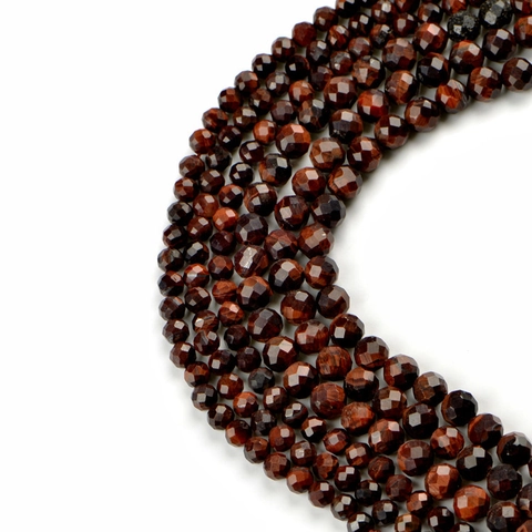 Natural Red Tiger Eye Stone Faceted Round Beads For Jewelry Making DIY Bracelets Handmade Natural Stone Accessories