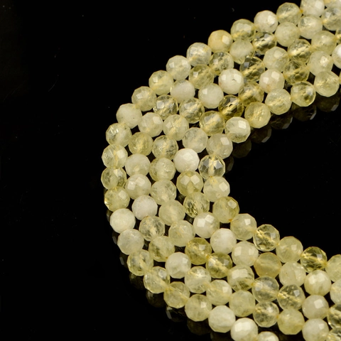Natural Yellow Citrine Faceted Round Loose Beads For DIY Jewelry Making Polished Yellow Crystal Stone Strand Handmade Material