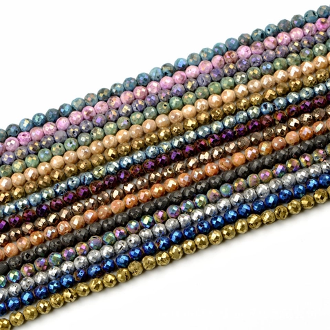 Faceted Natural Geode Agate Round Loose Beads Electroplated Gemstone For DIY Jewelry Making Necklaces Bracelets Crafts