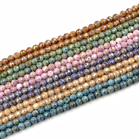 Faceted Natural Geode Agate Round Loose Beads Electroplated Gemstone For DIY Jewelry Making Necklaces Bracelets Crafts