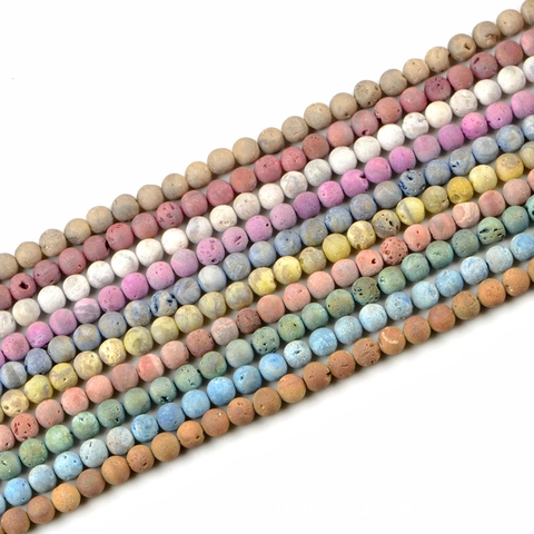 8mm Natural Stone Round Beads Frosted Electroplated Loose Beads For Jewelry Making DIY Handmade Bracelet Necklace Crafts