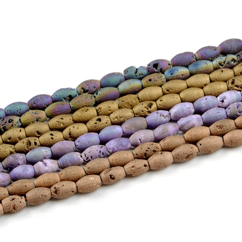 Natuurlijke Druzy Agaat Trommelkralen Vergulde Kleurrijke Edelsteen Tussenkralen Voor DIY Sieraden Maken Armband Ketting