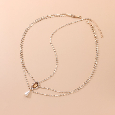 Catena per Testa Multistrato Vintage Boemo con Strass e Perla Artificiale Accessorio da Fronte per Donna Gioielli Matrimonio
