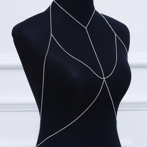 Chaîne de Corps en Alliage Minimaliste Sexy Harnais Collier Or Argent Plaqué Chaîne de Taille Pour Femmes Bijoux de Fête de Plage