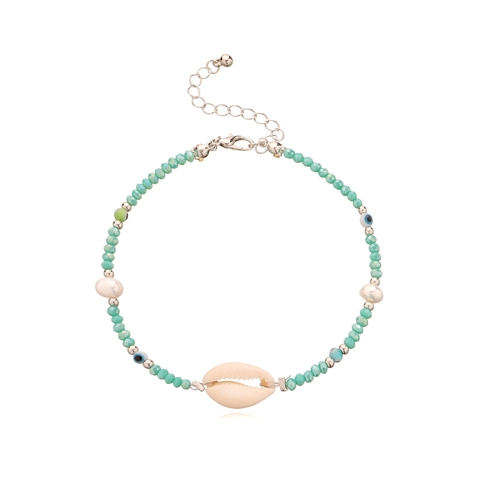 Böhmisch Muschel Böser Blick Künstliche Perlen Fußkettchen Für Damen Strand Schmuck Künstliche Perle Bunte Harzperle Verstellbar Fußkette Geschenk