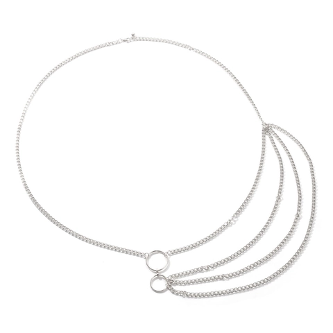 Cintura a Catena in Metallo Multistrato Punk Sexy Body Chain per Donna Placcato Oro Argento Doppio Anello Nappa Catena Pancia