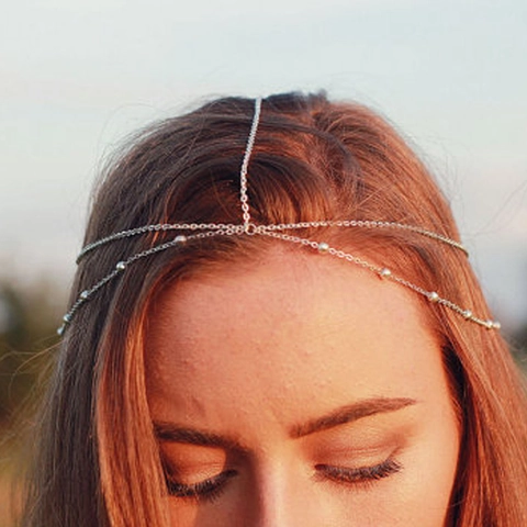 Böhmische Minimalistische Mehrlagige Legierung Perlen Head Chain Haarreif Kopfschmuck Für Damen Hochzeit Party Reise Accessoires