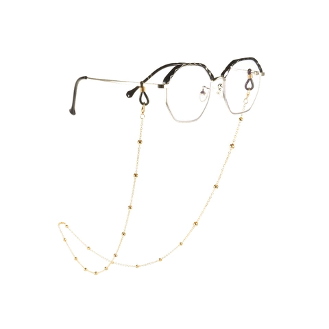 Cadena de Gafas con Cuentas de Aleación para Mujer Cordón para Gafas con Cuentas Redondas Metálicas Soporte para Gafas y Mascarillas