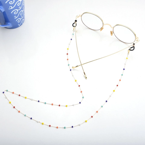 Bohemian Colorful Seed Beads Glasses Chain For Women Gold Alloy Anti-slip Sunglasses Strap Mask Holder Neck Cord Accessory