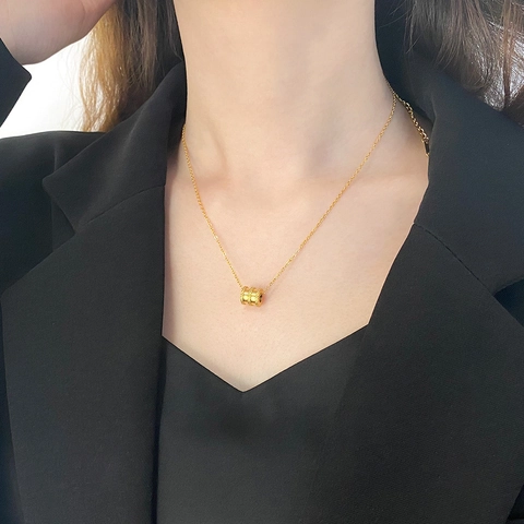 Mode Vrouwen 304 Roestvrij Staal Cilindrische Hanger Halsketting Verguld O-ketting Choker Luxe Sieraden Cadeau