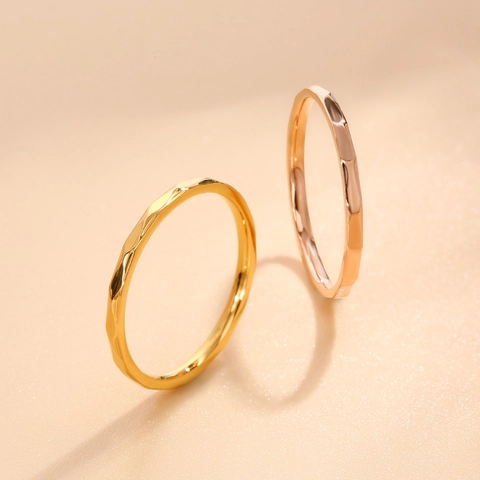 Minimalist Stainless Steel Ring Geometric Rhombus Diamond Cut Texture High Polished Gold Silver Rose Gold Fashion Ring